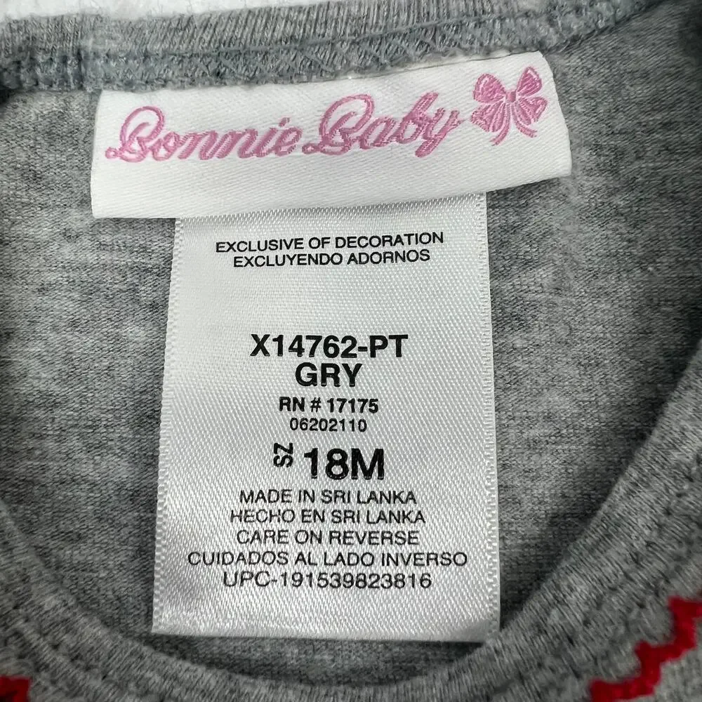 Bonnie Baby Girls 18M‎ Christmas Reindeer Tunic & Striped Leggings Set